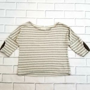 Zara Striped Patched Elbow Crop Blouse